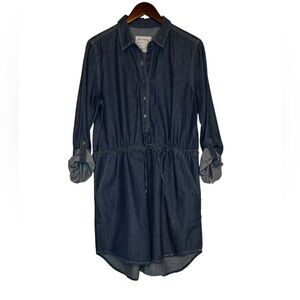 Girl Krazy Dark Blue Denim Shirt Dress with Drawstring Waist